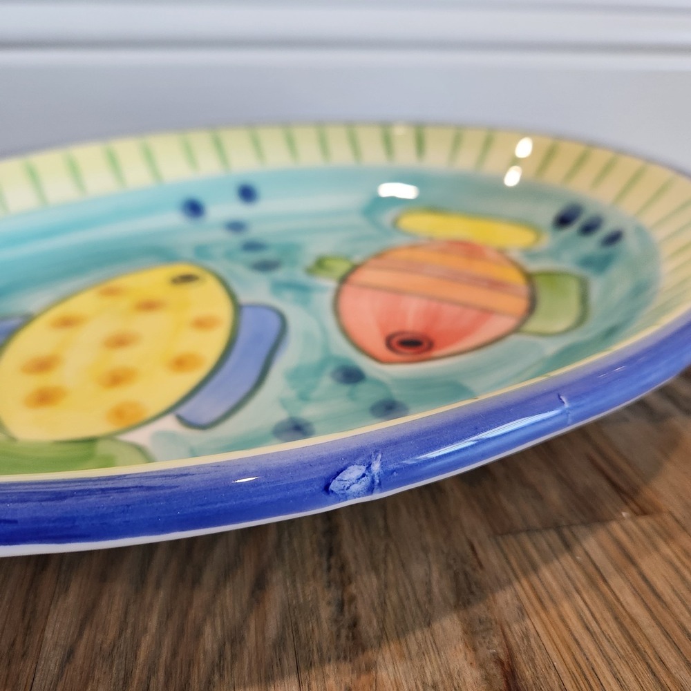 Christian Tortu Italian Ceramic Fish Platter Hand Painted Maiolica Serving Tray - Picture 6 of 14